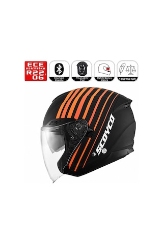 Of669 Track Motosiklet Kaskı Güneş Vizörlü Yarım Açık Motorcu Kask Çok Renkli