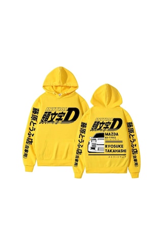 Japonya Anime İlk D Grafik Baskı Düzenli Unisex Bol Kesim Erkek Ve Kadın Yeni Moda Kostüm Cosplay Cool Ae86 Sweatshirt Sari