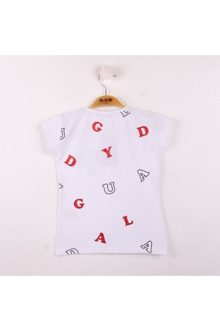 Toontoy Kids Kız Çocuk Tişört Uğur Böceği Nakışlı Beyaz