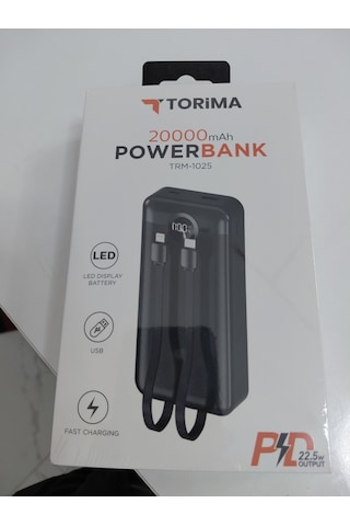 Torima Trm-1025 Siyah 20000mah 2 Çıkışlı Taşınabilir Hızlı Şarj Dijital Göstergeli Powerbank