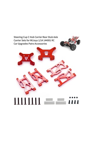 Samdoo Rc Araba Alüminyum Amortisör Paneli Ve Sallama Kolu Seti - Wltoys 1/14 144001 Uyumlu Kırmızı