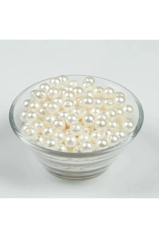 8 Mm Krem Renk İnci Boncuk, 500 Gr , Plastik İnci Boncuk