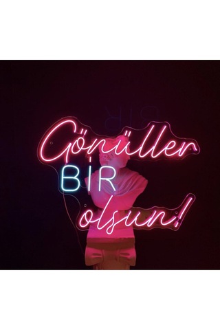 Gönüller Bir Olsun Yazılı Neon Renkli