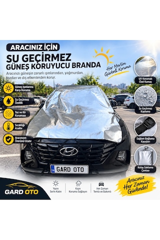 Gard Oto Yarım Oto Branda Su Geçirmez Güneş Koruyucu Araç Brandası Parlak Gri