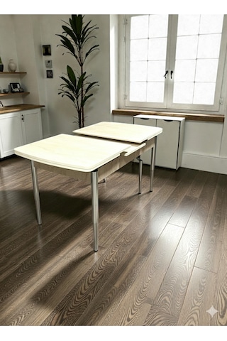 Msy Home Traverten/sonomo/siyah Mermer Gold/krom Ayaklı Mdf 80 130 Kelebek Açılabilr Yemek Masası Traverten Krom