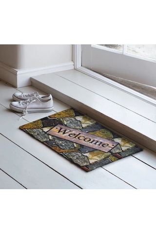Taş Desenli Kauçuk İç Ve Dış Kapı Önü Paspası 40x70