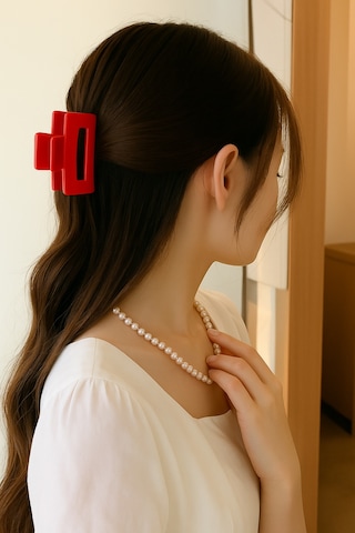 Kırmızı Renk Televizyon Model Mandal Saç Tokası 11 Cm - Şık Ve Dayanıklı Kırmızı