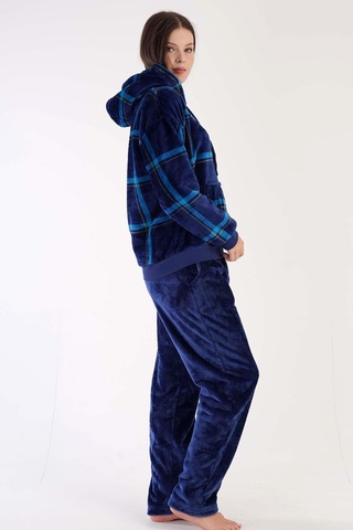 Kadın Welsoft Kapüşonlu Uzun Kol İndigo Pijama Takımı C3t0n3o088 001