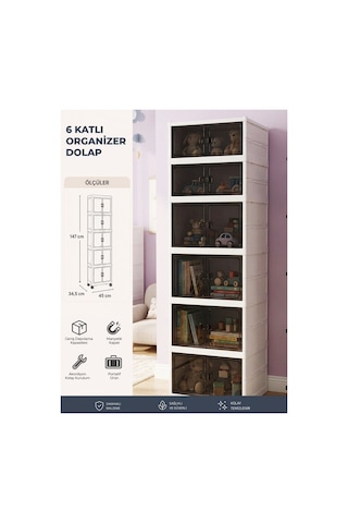 6'lı Katlanabilir Modüler Çok Amaçlı Organizer Dolap Çizmelik Ayakkabı Düzenleyici Beyaz