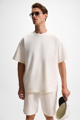 Grimelange DONYEL Erkek Bisiklet Yaka Kısa Kol Regular Ekru T-Shirt