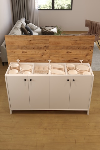 Ae-2080 Patentli Ayder Mutfak Adası Beyaz/çam Raflı, Çok Amaçlı