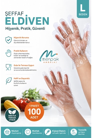 Şeffaf Eldiven 100 Adet Hışır Poşet Eldiven Kullan At Eldiven Tek Kullanımlık Eldiven