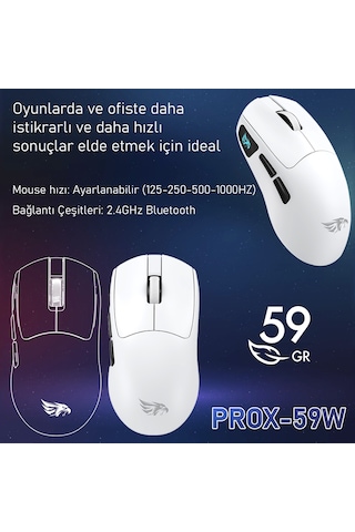 Gameagle PROX-59W Ultra Hafif Kablosuz 3 Mode Optik Oyuncu Mouse