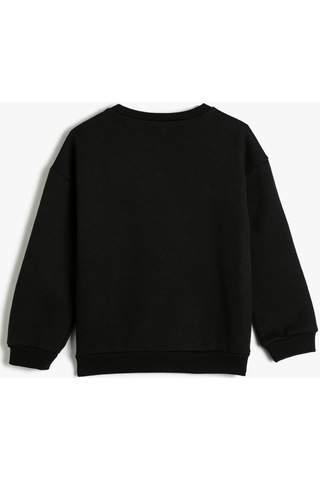 Koton Sweatshirt Bisiklet Yaka Uzun Kollu Boncuk Detaylı Şardonlu Siyah 4wkg10719ak 4WKG10719AK999 Siyah