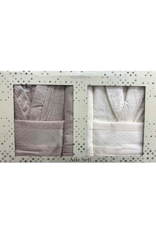 Özdilek Elissa Krem Taş Pamuklu Aile Bornoz Seti Özdilek Bornoz