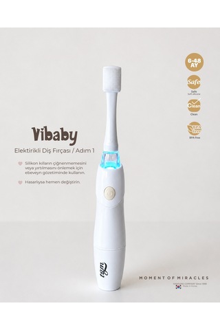 Tgm Baby Vibaby Elektrikli Diş Fırçası Adım 1 - Ultra Premium Silikon - 6-48 Ay - Premium Silikon