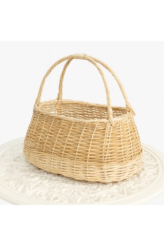 Doğal El Örgüsü Hasır Sepet Bohem Tarz Dekoratif Ve Çok Amaçlı Bej - Sarı