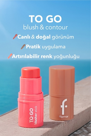 Flormar To Go Işıltılı & Doğal Bitişli Yoğunluğu Ayarlanabilir Kremsi Stick Allık 003 Rosy Bliss