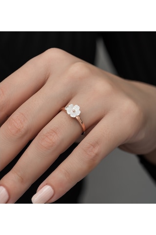 925 Ayar Ayarlanabilir Tektaş Manolya Çiçeği Kadın Gümüş Yüzük