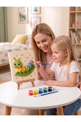 Bebek Tırtıl 15x15 Taş Boyama Seti Çocuk Ve Yetişkin Hobi Seti