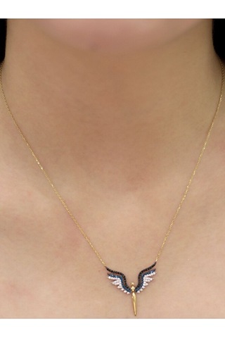 14 Ayar Altın Taşlı Melek Kolye Altın