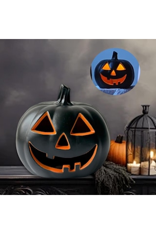 Homyl Cadılar Bayramı Balkabağı Işıklı Dekoratif Heykelcik 21x19x23 Cm