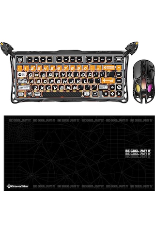 Gravastar K1 Pro Mekanik Gaming Klavye, X Kablosuz Optik Mouse Ve Mousepad Oyuncu Seti, Cyberflare Optik