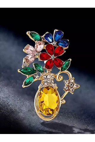 Bijoubijou Takı Broş Çiçekler 244262820 Altın Rengi