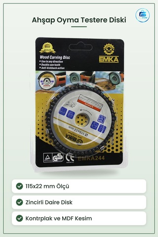 Ahşap Oyma Testere Diski 115x22 Mm Zincirli Daire Bahçe Açılı Taş
