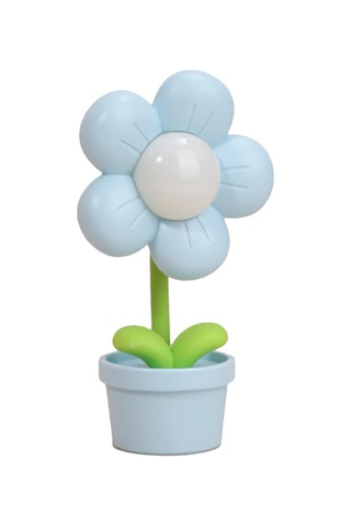 Çocuklar İçin Çiçek Gece Lambası Yumuşak Işık 360 Derece Bükülebilir Pille Çalışan Yatak Başı Lambaları Oturma Odası İçin Mavi