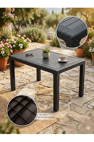 Evko Mobilya Rattan 80x140 Masa, Plastik Masa, Bahçe Balkon Teras Masası, Kare Masa, Dış Mekan Masası Acı Kahverengi Evko Mobilya Rattan 80x140 Masa, Plastik Masa, Bahçe Balkon Teras Masası, Kare Masa, Dış Mekan Masası Acı Kahverengi