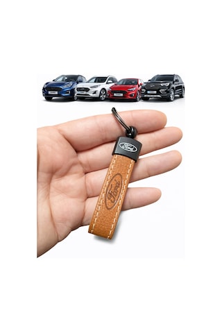 Ford Ve Logolu Anahtarlık Suni Deri Kahverengi