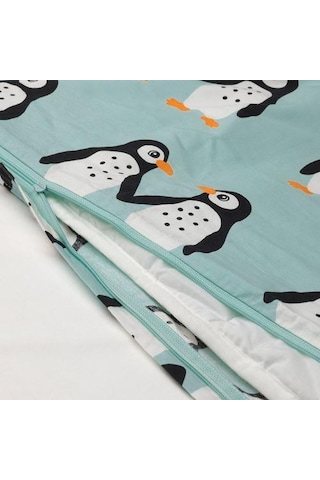 Çocuk Nevresim Takımı MeridyenDukkan Açık Turkuaz Renk Penguen Temalı 150x200Cm