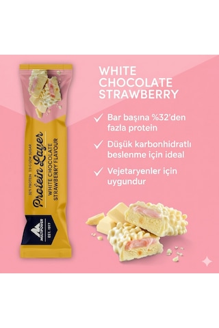 Multipower Protein Layer Bar 18 Adet Beyaz Çikolata & Çilek Aromalı Protein Bar