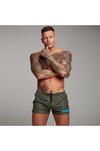 Yeşil Muscleguys Erkek Yumuşak Ve Pürüzsüz Plaj Şortu Spor Salonu Spor Sweatshorts Vücut Geliştirme Elastik Bel Baskı Pantolon Ince Rahat Tatil Şort Yeşil