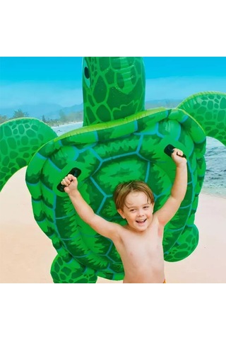 Küçük Kaplumbağa Figürlü Tırabzanlı Şişme Deniz Yatağı Çok Renkli