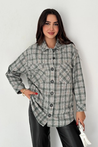 Çift Cep Ekose Gömlek Yeşil Yeşil