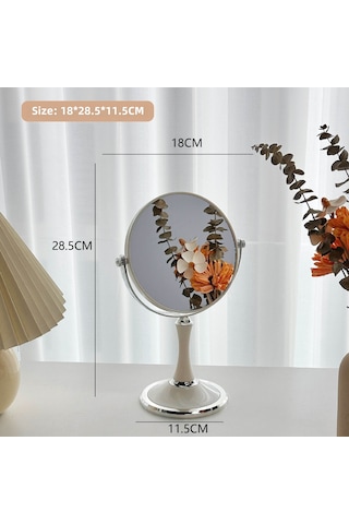 Hangfox 360 Derece Döner Avrupalı Stil Masaüstü Makyaj Aynası, İki Yönlü, 3 Kat Büyütme Özelliği, El İle Çalışır, Ev Ve Banyo İçin