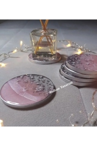 4 Lü Epoksi Bardak Altlığı - 109 Pembe