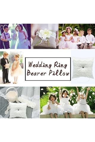 Monyee Evlilik Yüzük Yastığı - Beyaz Saten, Paspas Ve Dantel İle Dekore, 20x20 Cm, 96g Ağırlık, Pmjz-058 Modeli Beyaz