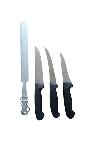 3+1 Solingen Bıçak Kurban Bıçağı Seti & Balkan Masat Bileme Çok Renkli