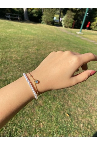 İnci Dorika Çift Sıra Kadın Zarif Bileklik Sevgiliye Hediye