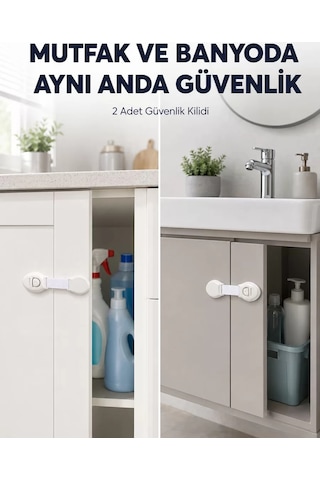 2'li Dolap Ve Çekmece Güvenlik Kilidi Seti 1