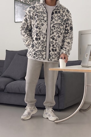 Genius Store Oversize Peluş Tam Fermuarlı Sweatshirt Peluş İçi Polarlı Sherpa Kumaş Sweatshirt Yıldız