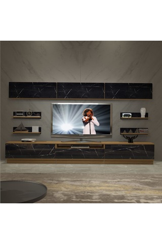 Decoraktiv Trendstyle 8ys Mdf Tv Ünitesi Tv Sehpası Pera - Siyah Mermer