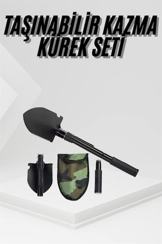 Katlanır Portatif Kazma Kürek Seti Portatif Çelik Taşıma Çantalı