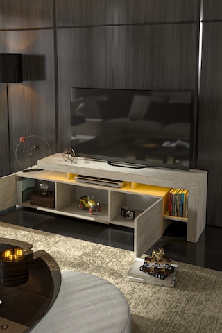 Luma Led Işıklı Tv Ünitesi Traverten