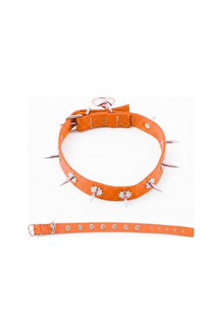 Savex Pet Dokuma Çivili Köpek Boyun Tasması - 4 x 70 Cm - Turuncu
