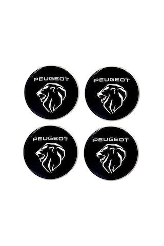 Peugeot Tasarım Damla Sticker Siyah Peugeot Jant Göbeği 5.5cm Uyumlu