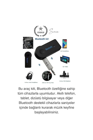 Şarjlı Blutooth Aux Araç Kiti Müzik Ses Alıcı Adaptörü 3.5mm Jak Tv Telefon Kablosuz Bağlantı